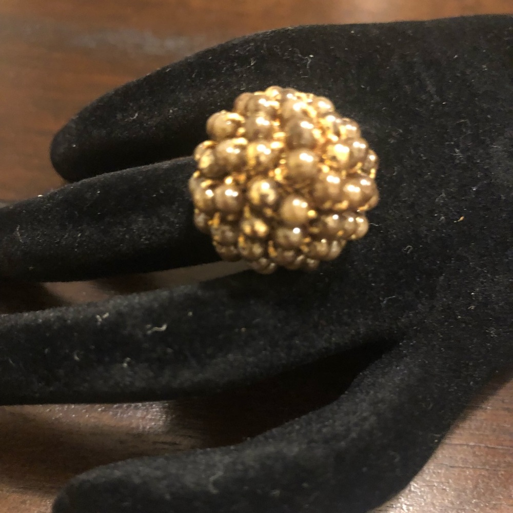 Vintage Gold And Silver Beaded Ring